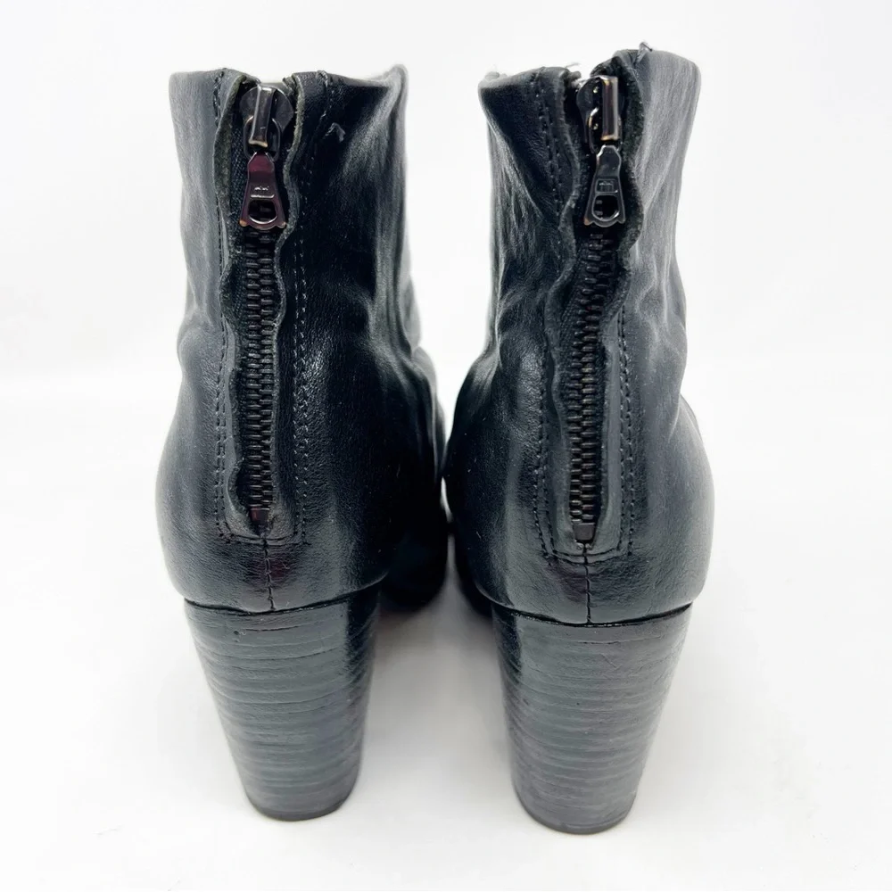 RAG & BONE NEWBURY BLACK LEATHER ANKLE BOOTS WOMENS SZ 9